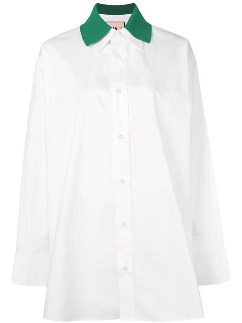Plan C contrast collar oversized shirt