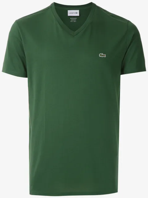 Lacoste logo-embroidered cotton V-neck T-shirt