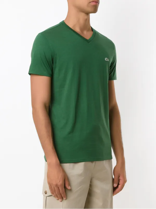 Lacoste logo-embroidered Cotton V-neck T-shirt | Green Lacoste logo-embroidered Cotton V-neck T-shirt | Green