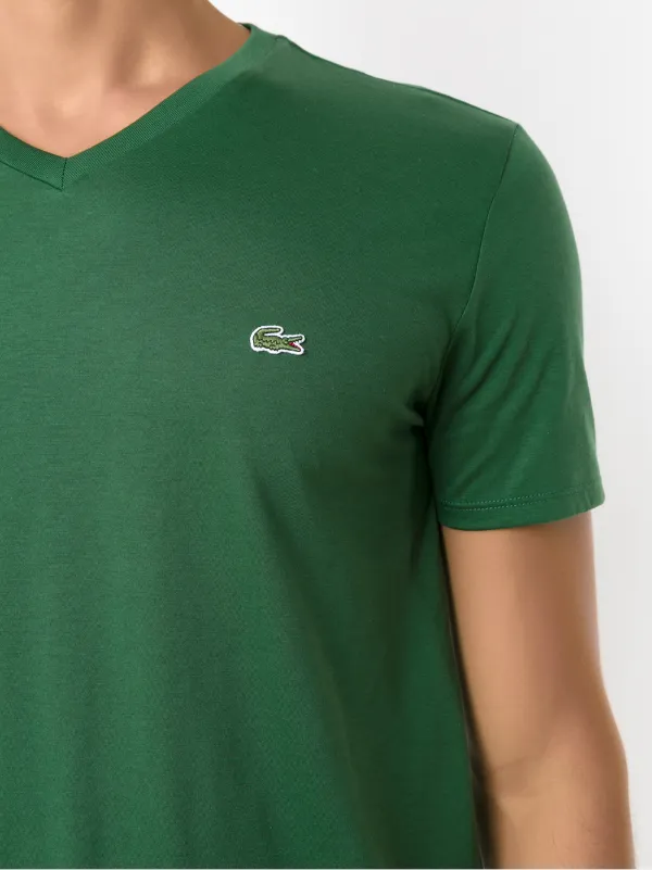 Lacoste logo-embroidered Cotton V-neck T-shirt | Green