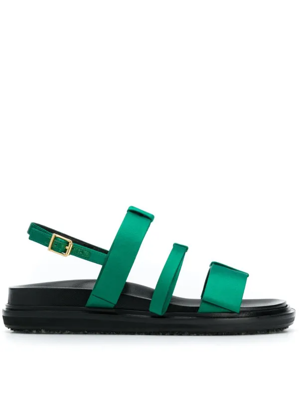 green flat sandals