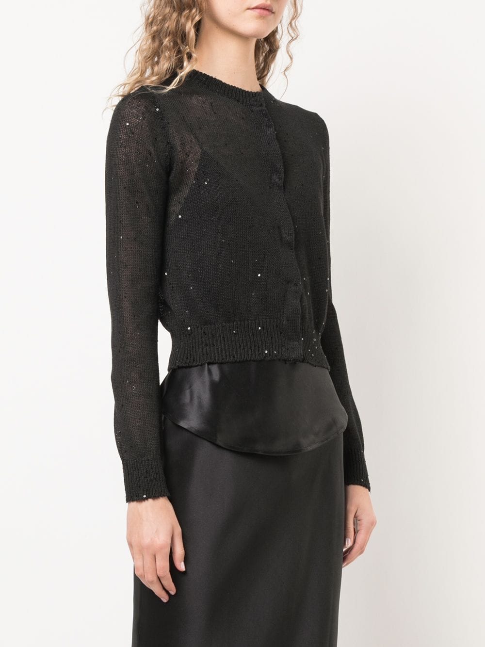 Shop Brunello Cucinelli Sequin Embellished Cardigan In Black