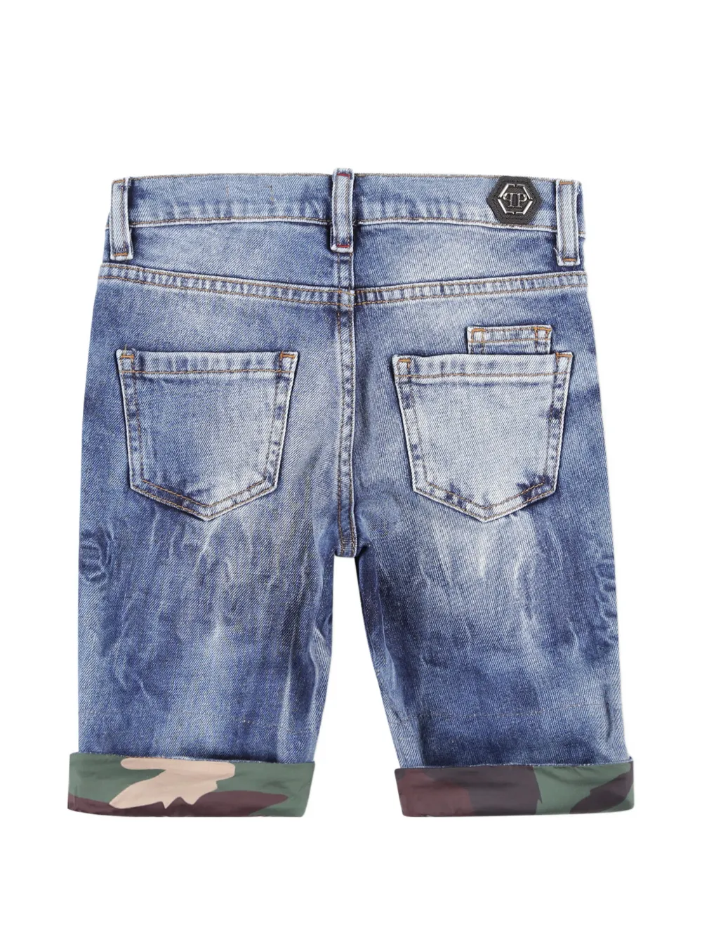  Philipp Plein Junior Gerippte Shorts   Blau 