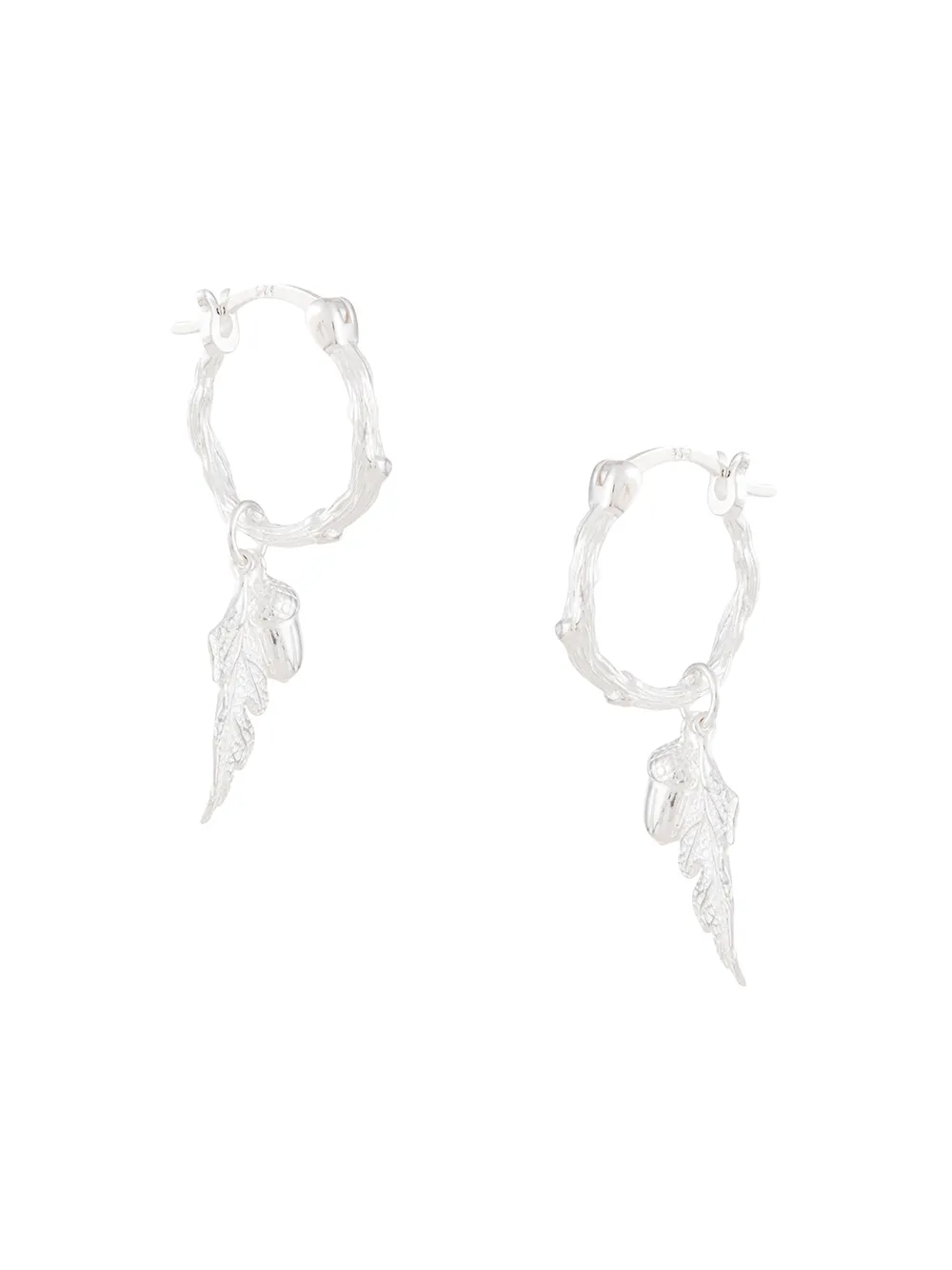 Image 1 of Karen Walker acorn & leaf mini hoop earrings