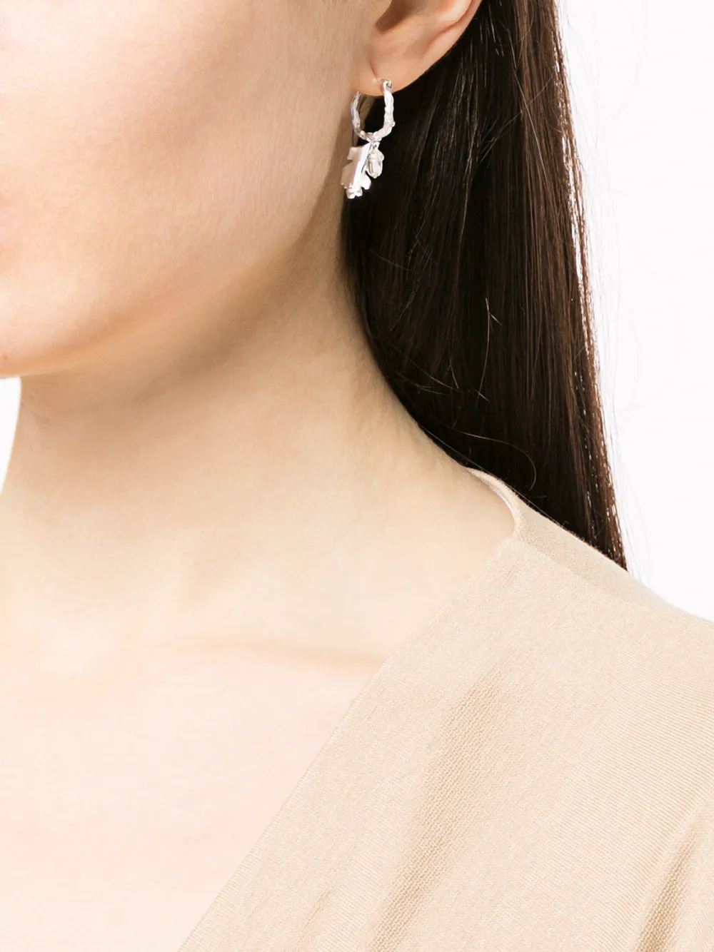 Image 2 of Karen Walker acorn & leaf mini hoop earrings