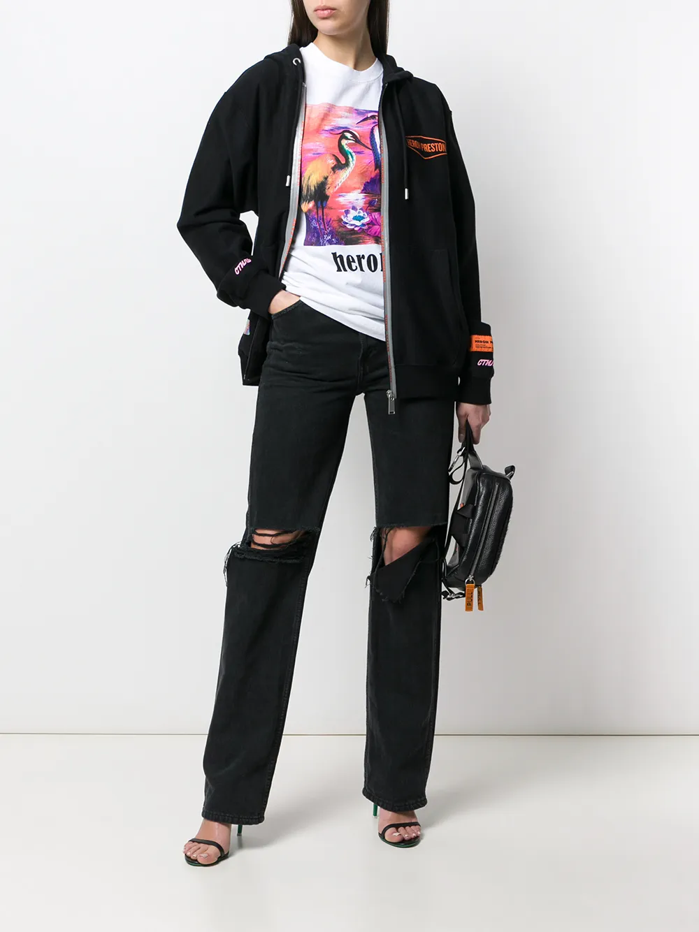  Heron Preston Kapuzenjacke Mit Logo   Schwarz 