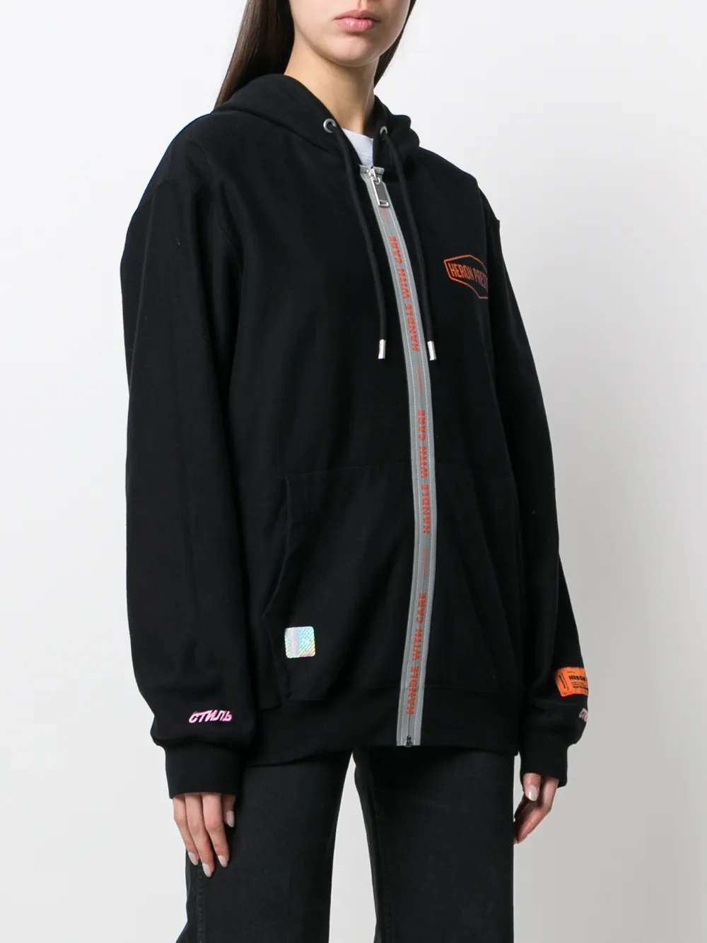  Heron Preston Kapuzenjacke Mit Logo   Schwarz 
