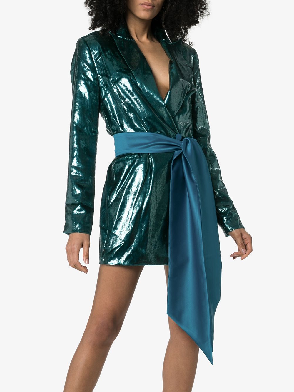 фото Michael Lo Sordo блестящее платье-пиджак с поясом