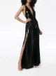 Michael Lo Sordo Alexandra sleeveless high-shine V-neck maxi dress