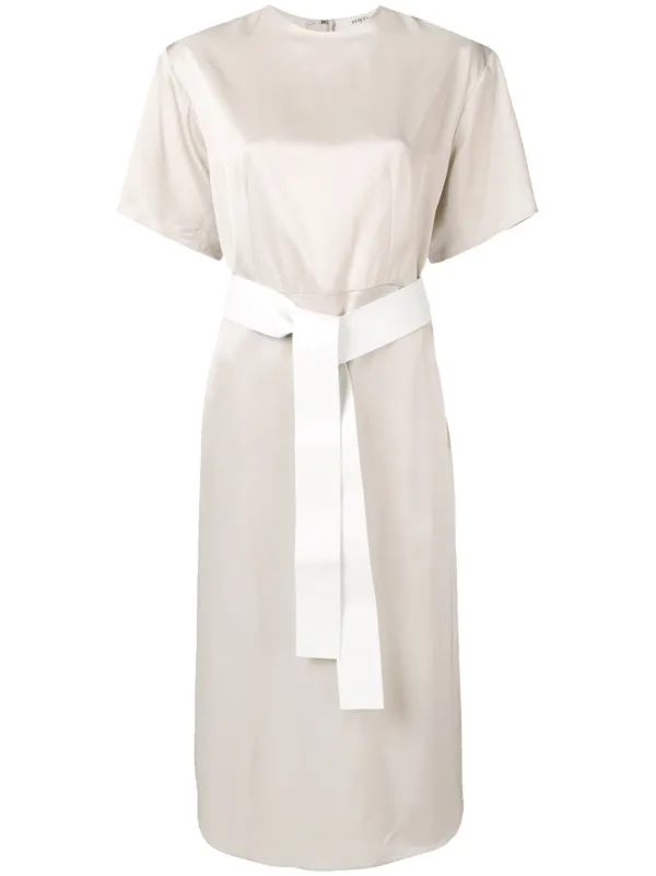 white satin t shirt dress