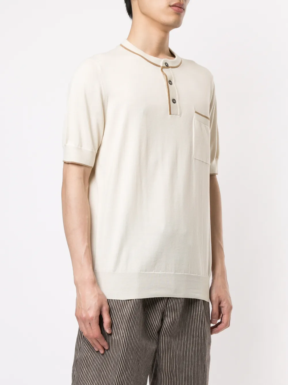 Brunello Cucinelli Henley gebreid T-shirt Wit