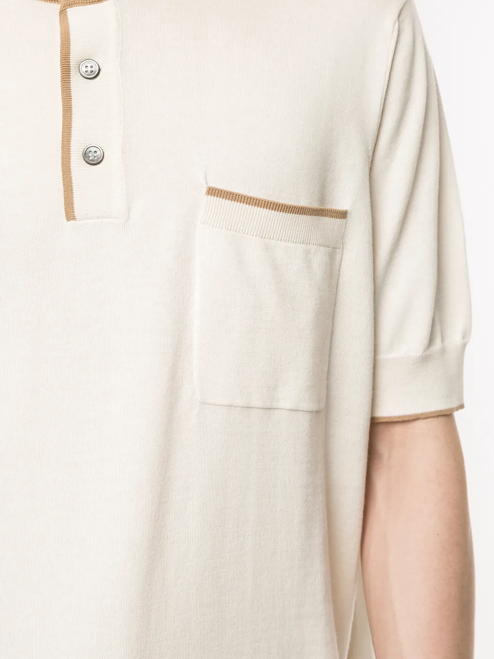 Brunello Cucinelli Henley gebreid T-shirt Wit
