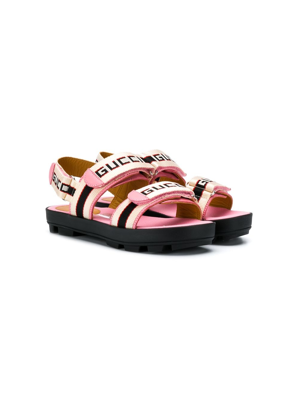 Gucci Kids' Logo Strap Sandals In Pink