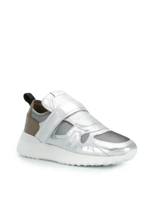 Tod's Mesh Panel Sneakers In Silver