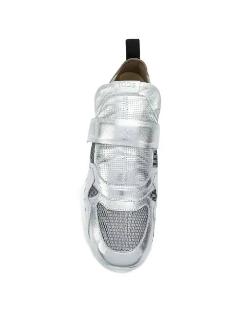 Tod's Mesh Panel Sneakers In Silver