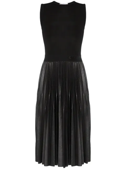 Click to view more detailed imagery on our partner's website Givenchy Pleated Faux-leather Midi Dress In 001 Black