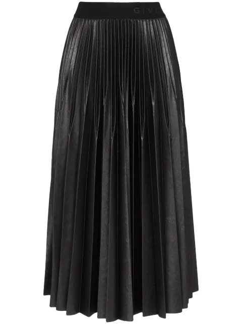 Click to view more detailed imagery on our partner's website Givenchy Varnished Jersey Pleated Midi Skirt In Black
