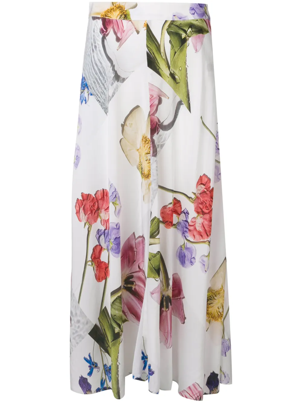 Ganni Skirts GANNI FLORAL PRINT MIDI SKIRT - WHITE