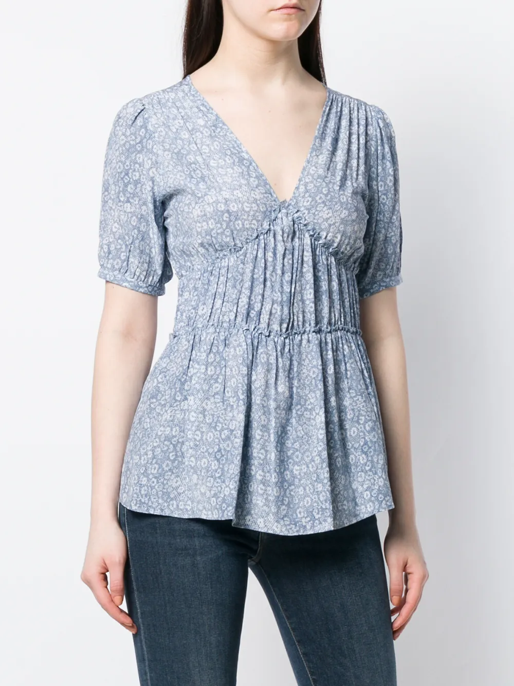  Michael Michael Kors Top Mit Blumen Print   Blau 
