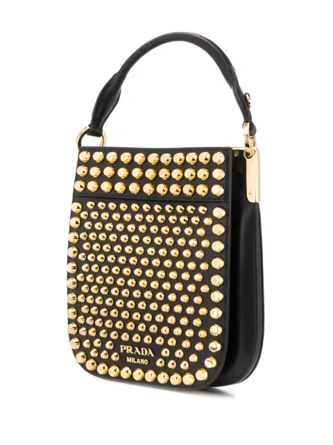 Prada Margit City Leather Top Handle Bag In Black