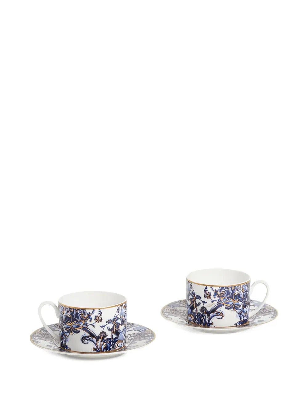 Roberto Cavalli Home Azulejos Cup And Saucer Tea (two-person Setting) In Blue