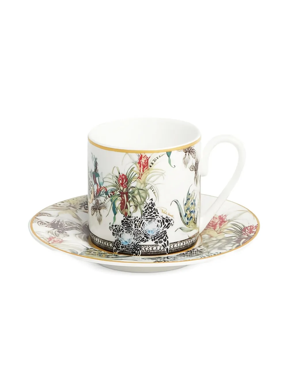 Roberto Cavalli Home Flowers Coffee Set (set Of Two) In White