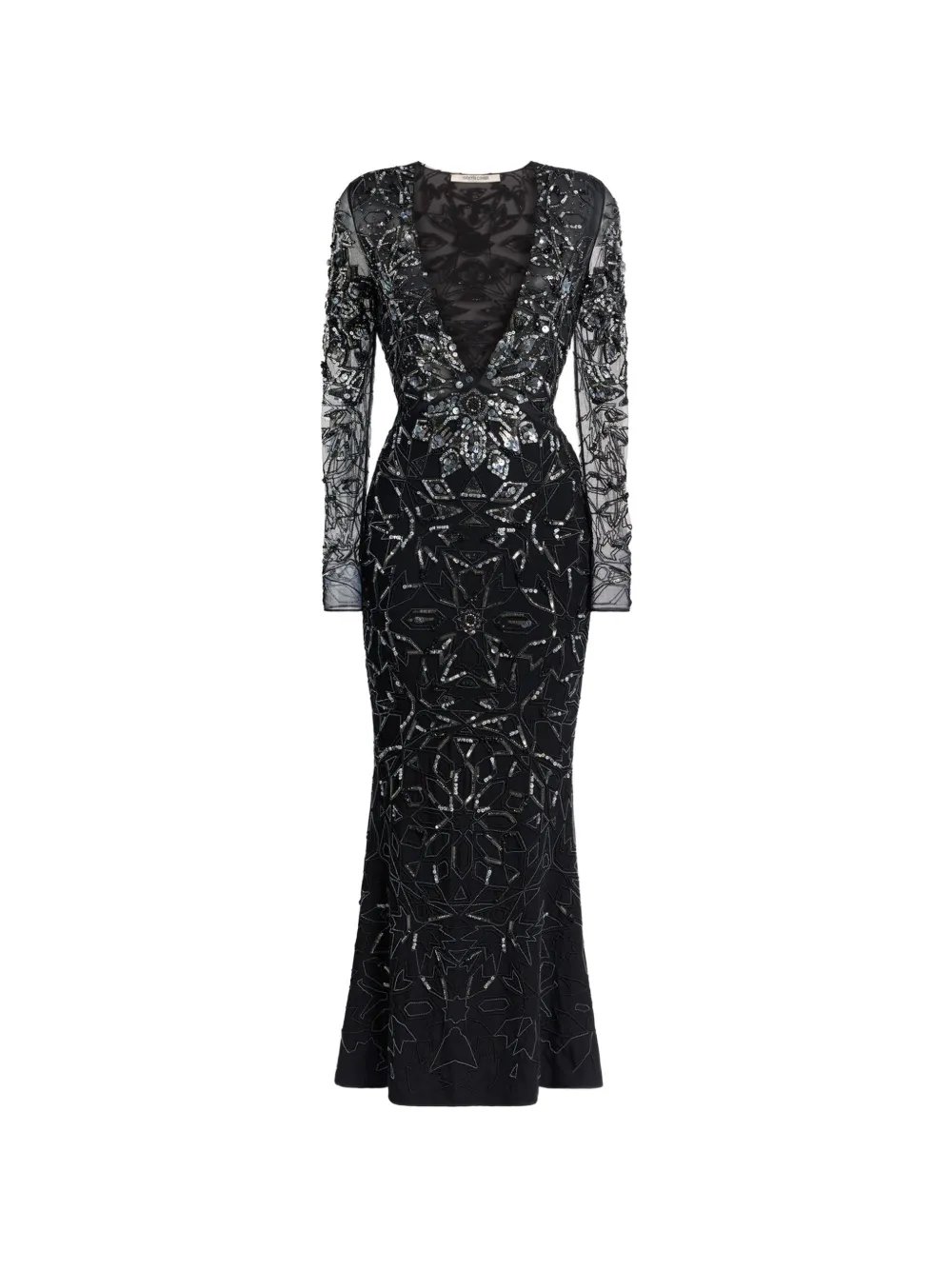 Roberto Cavalli Mosaic embellished fishtail dress - Black
