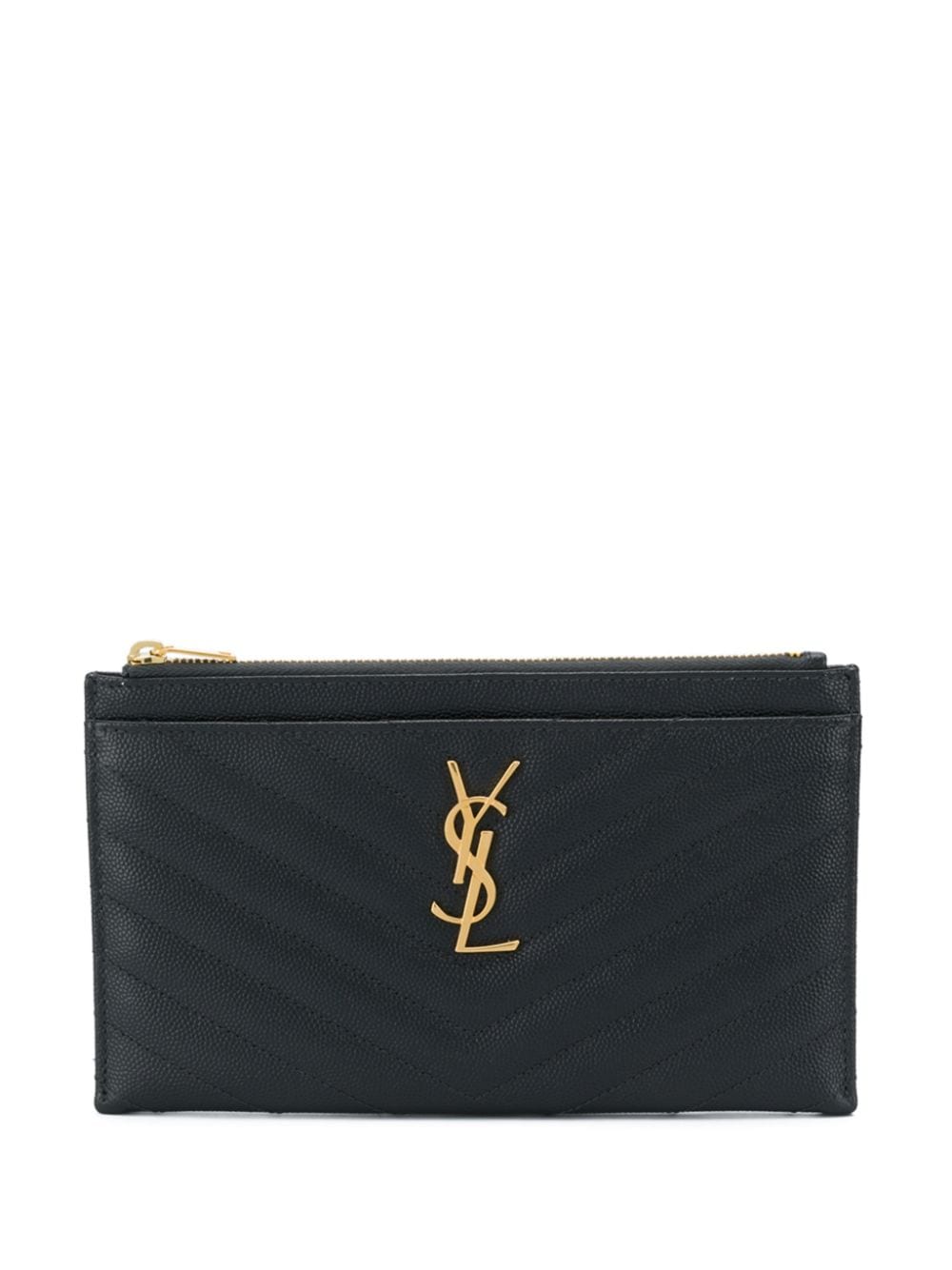 French luxury fashion house Yves Saint Laurent logo seen in