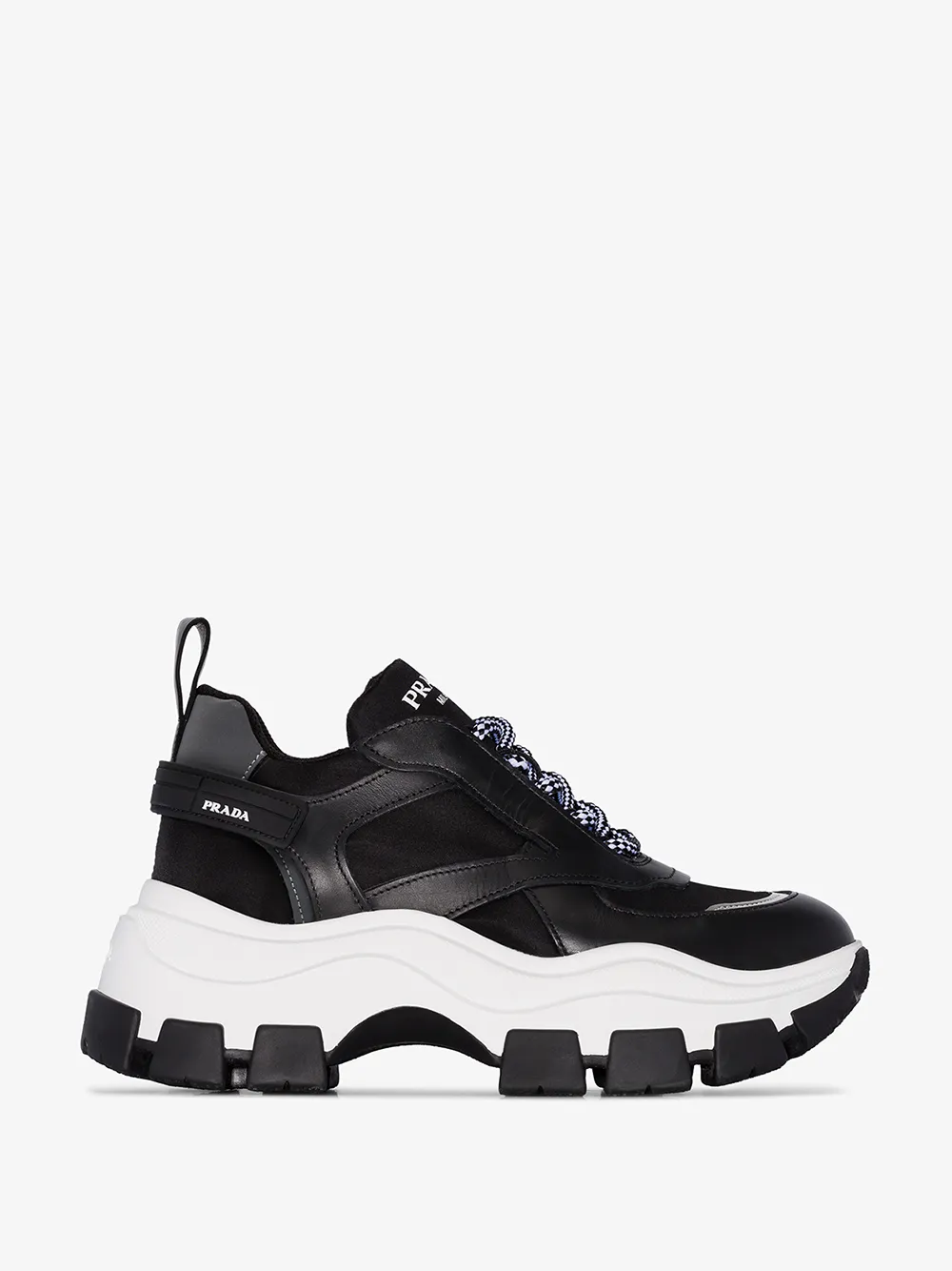 PRADA PRADA WOMENS BLACK LEATHER LOW TOP CHUNKY SNEAKERS,1E586LF0753KY913800922