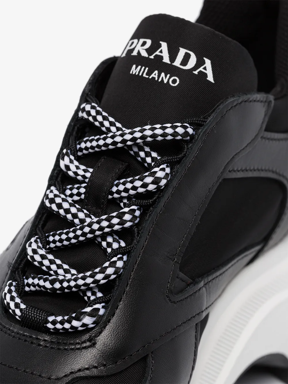 PRADA PRADA WOMENS BLACK LEATHER LOW TOP CHUNKY SNEAKERS,1E586LF0753KY913800922
