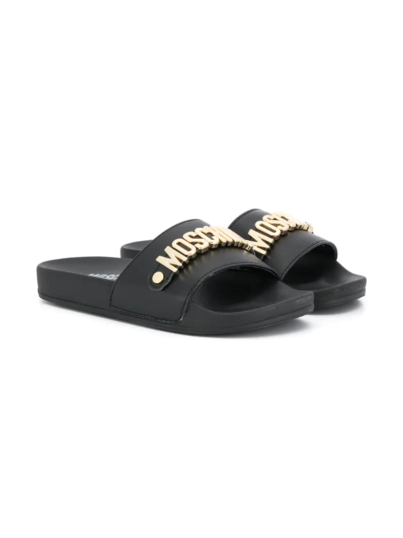 Moschino Kids шлепанцы с логотипом