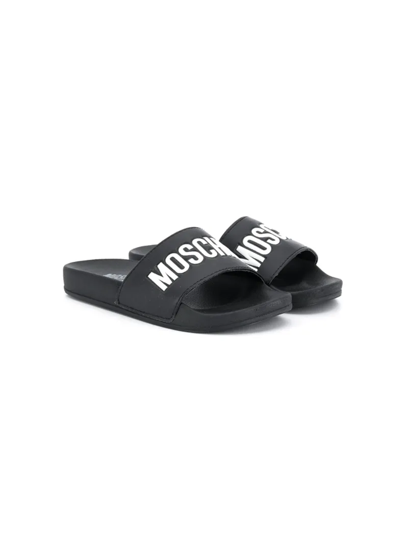 Moschino Kids шлепанцы с принтом логотипа