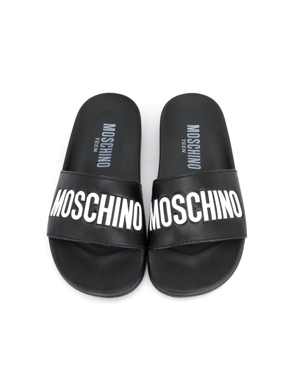 фото Moschino kids шлепанцы с принтом логотипа