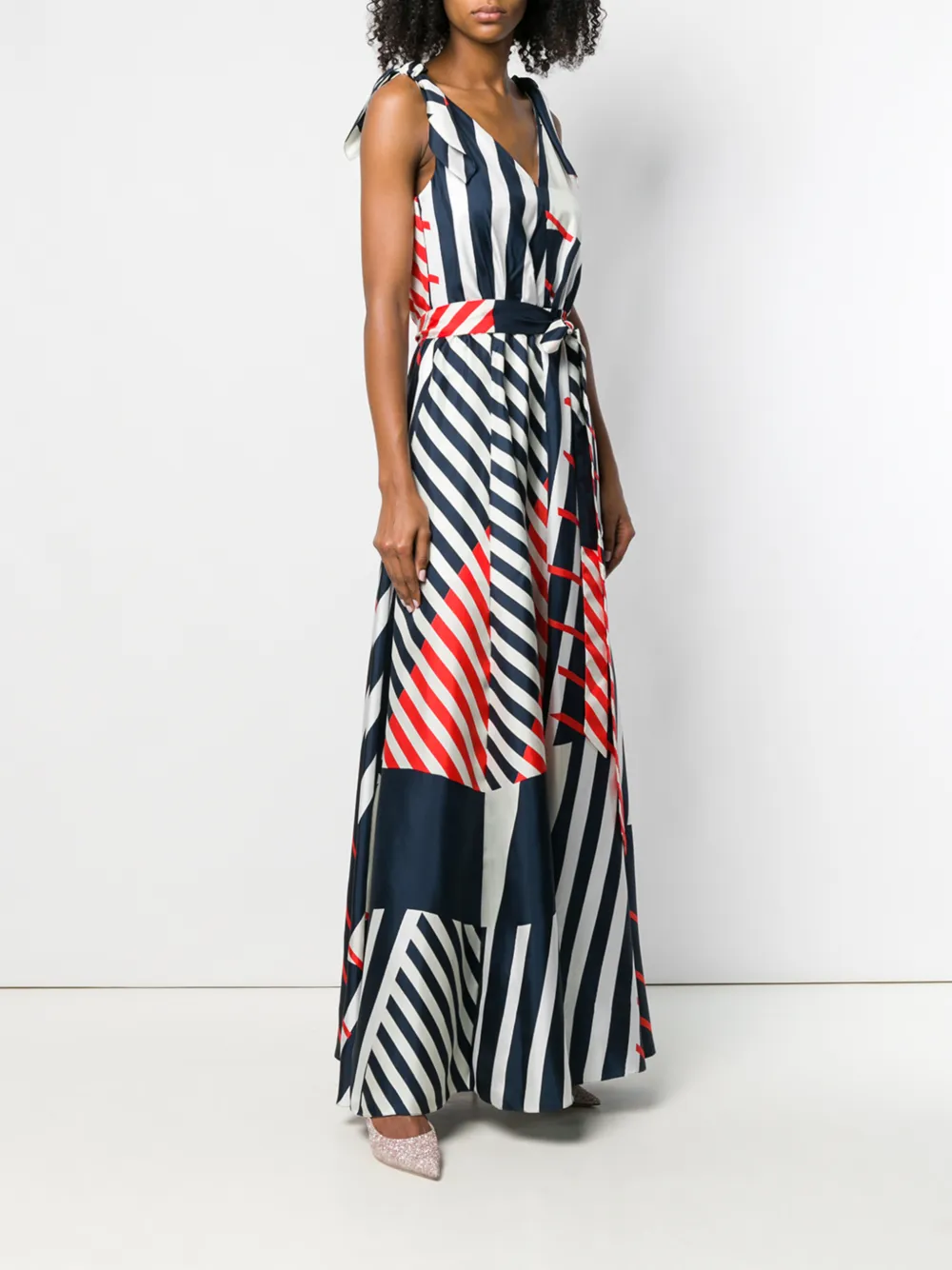 Paule Ka Abendkleid Mit Streifen   Weiß 