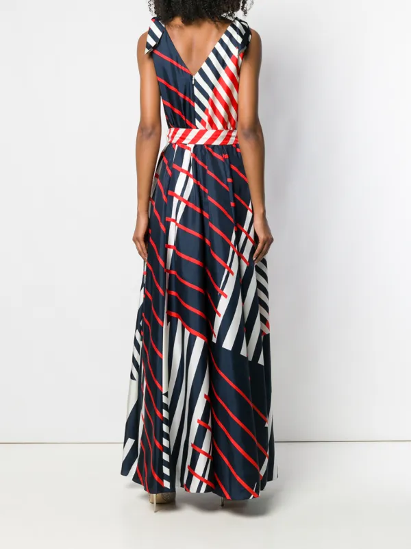 Paule Ka Striped Evening Gown - White