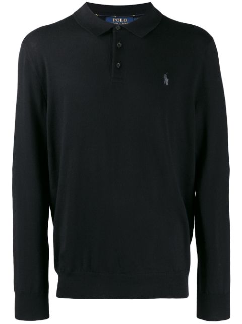 Shop black Polo Ralph Lauren long sleeved polo shirt with Express ...