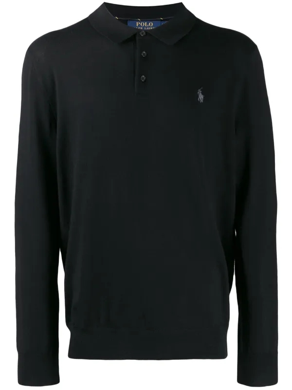 ralph lauren grey long sleeve polo shirt