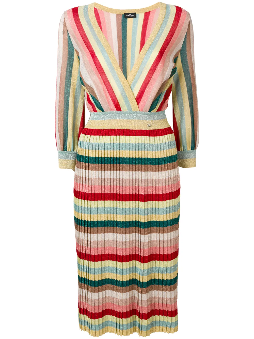 Elisabetta Franchi Dresses ELISABETTA FRANCHI STRIPED MIDI DRESS - RED