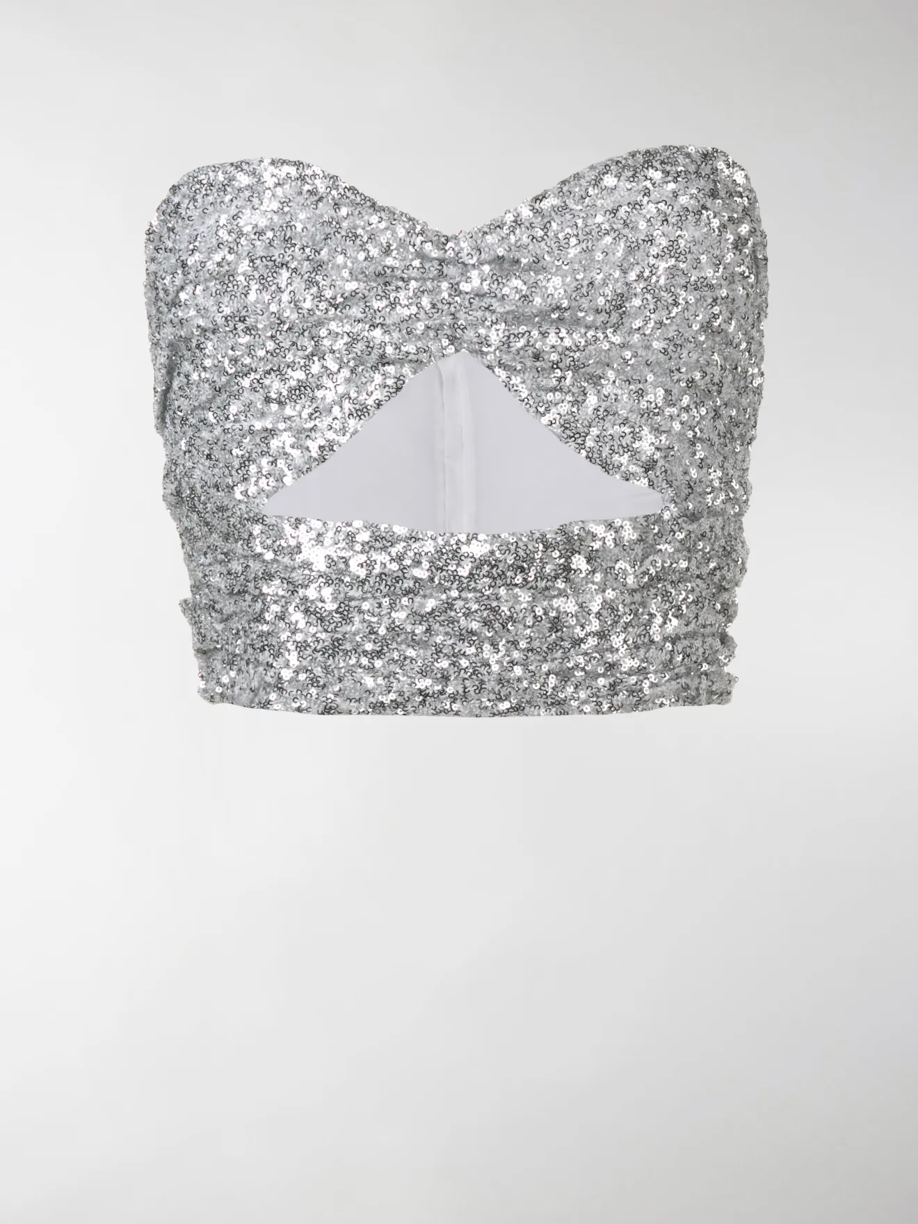 The Attico sequin bandeau crop top silver | MODES