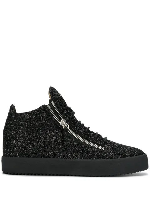 Click to view more detailed imagery on our partner's website Giuseppe Zanotti Men's Maylondon Zip Glitter Sneakers In Glitnr+nr+n