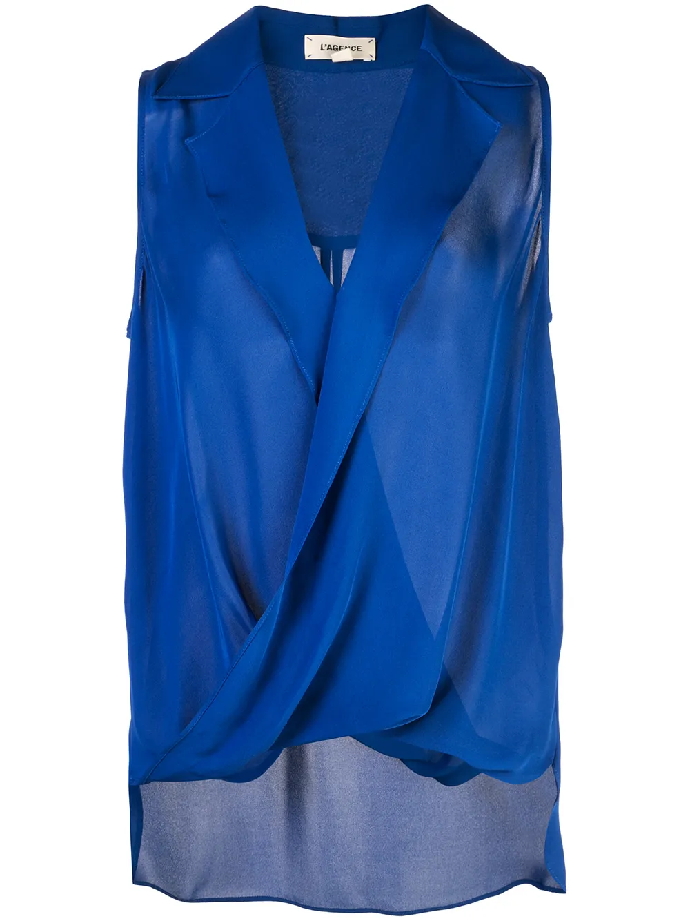 L'agence Tops L'AGENCE DRAPED V-NECK BLOUSE - BLUE