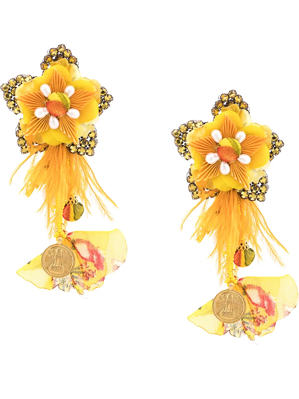 Ranjana Khan Accessories RANJANA KHAN DARIA DROP EARRINGS - YELLOW