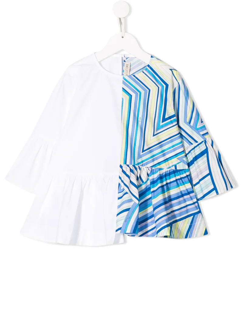 Emilio Pucci Junior блузка асимметричного кроя с контрастной вставкой