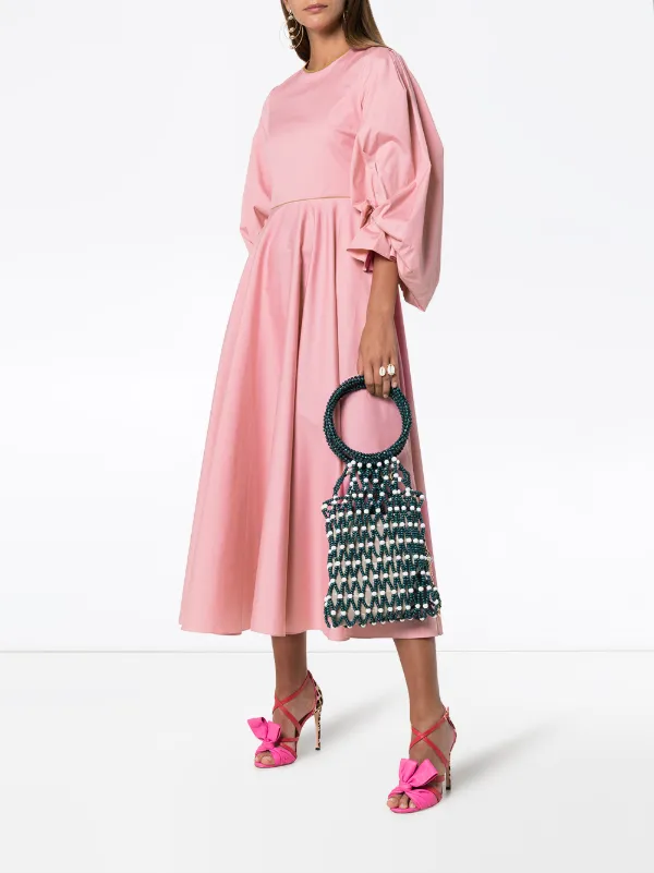 balloon sleeve midi dress