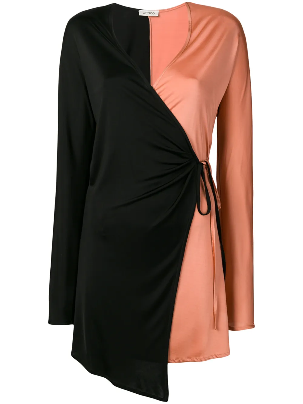 Attico Tops ATTICO ZWEIFARBIGES WICKELKLEID - SCHWARZ