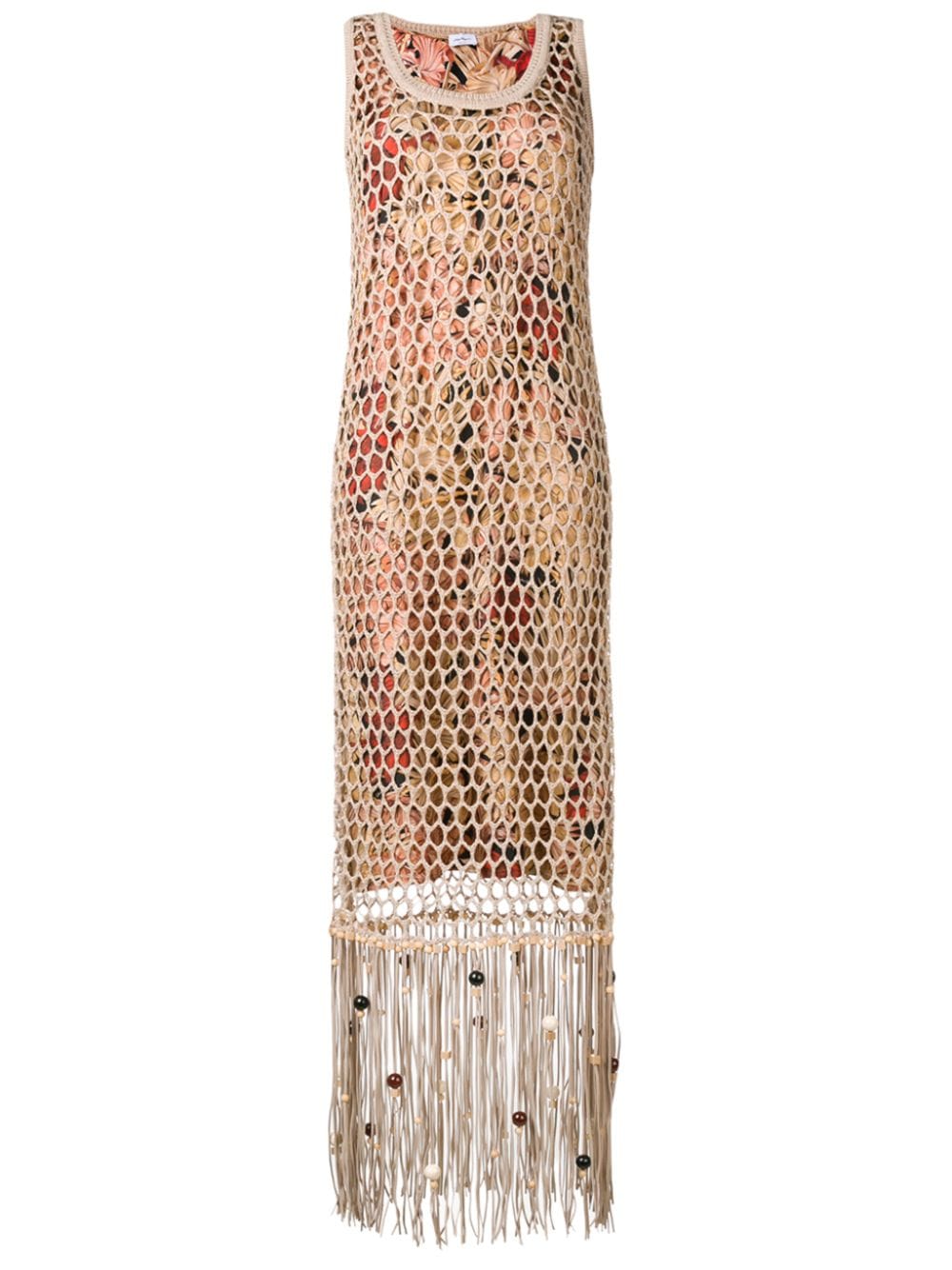 фото Salvatore Ferragamo длинное платье с бахромой