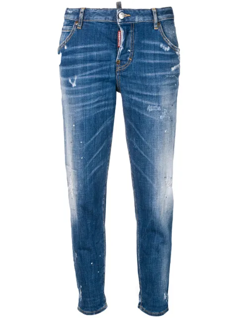 DSQUARED2 jeans capri con efecto desgastado