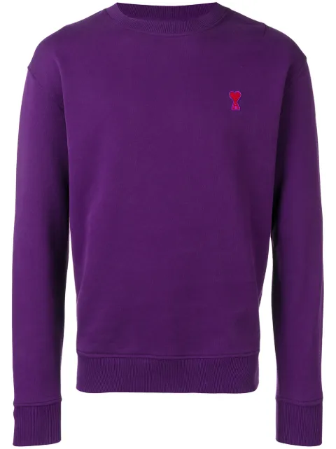 Click to view more detailed imagery on our partner's website Ami Alexandre Mattiussi Crewneck Sweatshirt With Red Ami De Coeur Patch In 500 Violet