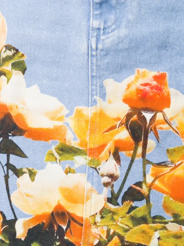 floral print denim skirt