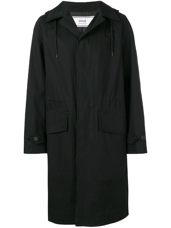 hooded mac coat